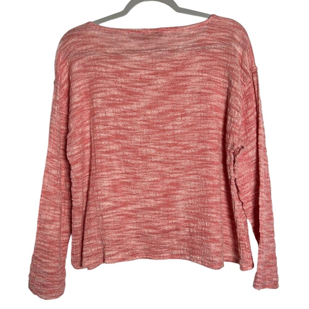 FLAX Linen Blend Long Sleeve Boat Neck Top SIZE P 4/6 Pink Rose Marled Relaxed - Picture 2 of 12